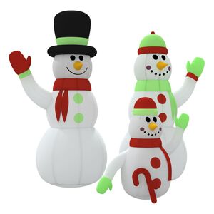 vidaXL Oppbl&aring;sbar sn&oslash;mannfamilie med LED-lys 500 cm