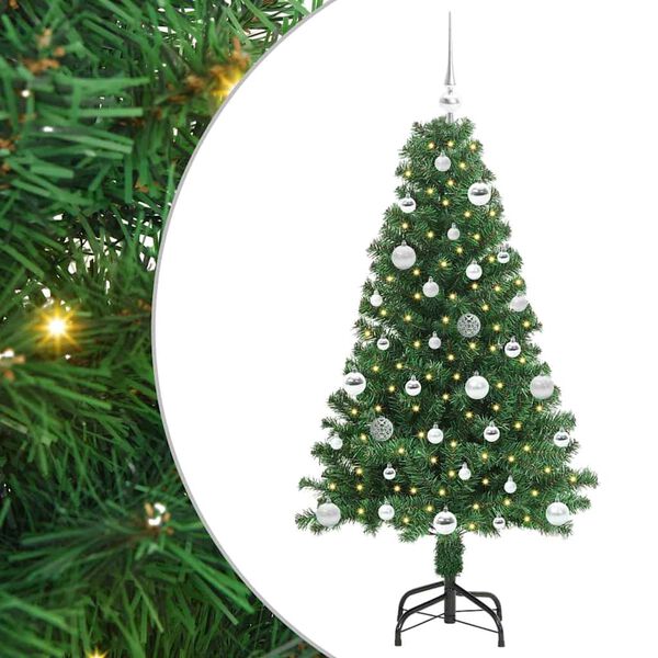 vidaXL Kunstig juletre med 150 LED gr&oslash;nn 150 cm PVC og St&aring;l og Plast