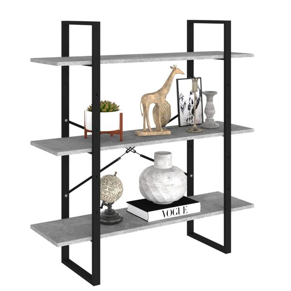 vidaXL Bokhylle betonggrå 100x30x105 cm konstruert tre