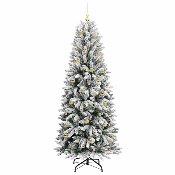 vidaXL Kunstig juletre med 300 LED Hvit 210 cm PVC, plast, st&aring;l og PE