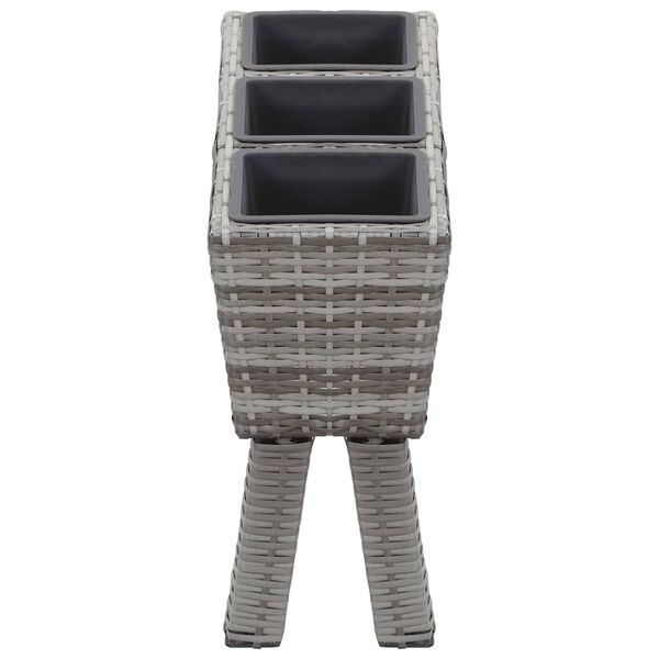 vidaXL Høybed med føtter og 3 potter 72x25x50 cm polyrotting grå