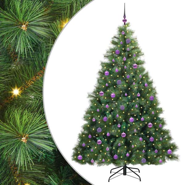 vidaXL Kunstig juletre med 300 LED med stativ gr&oslash;nn 210 cm PE og PVC