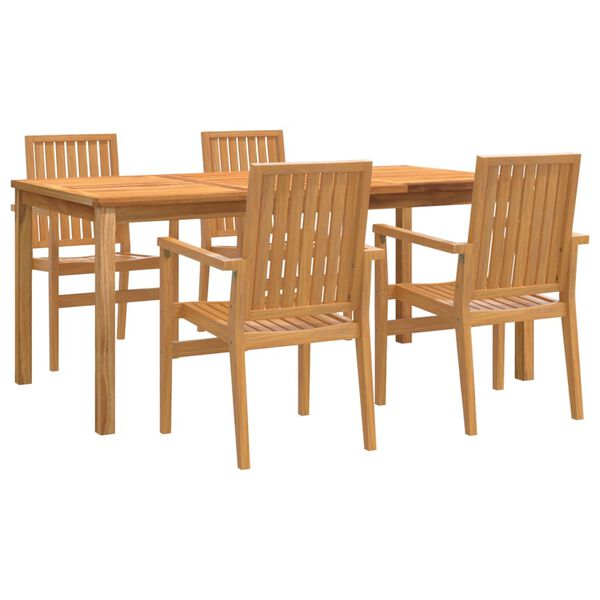 vidaXL Hagespisegruppe 5 deler heltre teak