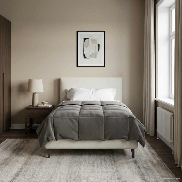 vidaXL Full &aring;r dyne Quilted Lysegr&aring; 135 x 220 cm Mikrofiber