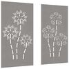 vidaXL Veggdekorasjoner hage 2 stk 105x55 cm cortenst&aring;l blomsterdesign