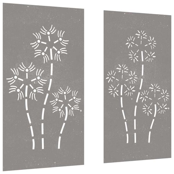 vidaXL Veggdekorasjoner hage 2 stk 105x55 cm cortenst&aring;l blomsterdesign