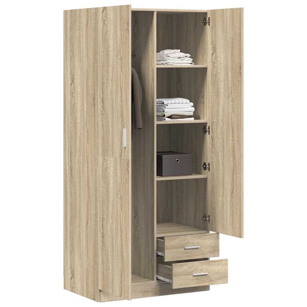 vidaXL Garderobe sonoma eik 80x52x180 cm konstruert tre