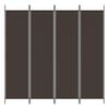 vidaXL Romdeler med 4 paneler brun 200x200 cm stoff