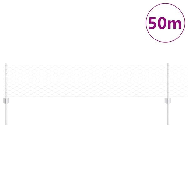 vidaXL Gjerde med stolpe s&oslash;lv 0,4 x 50 m St&aring;l