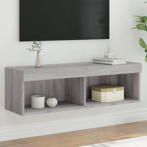 vidaXL TV-benker med LED-lys 2 stk gr&aring; sonoma 100x30x30 cm