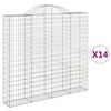 vidaXL Gabionkurver buede 14 stk 200x30x180/200 cm galvanisert jern