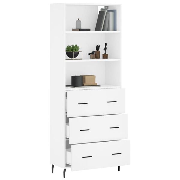 vidaXL Highboard hvit 69,5x34x180 cm konstruert tre