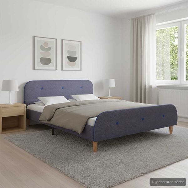 vidaXL Sengeramme uten Madrass Lysegrå Stoff 135x190 cm