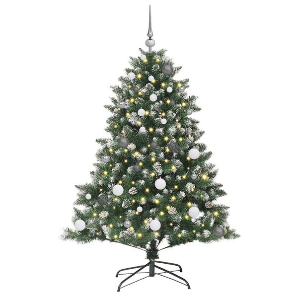 vidaXL Kunstig juletre med 150 LED gr&oslash;nn 150 cm PVC og plast og st&aring;l