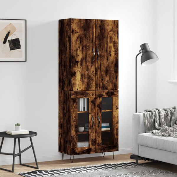 vidaXL Highboard r&oslash;kt eik 69,5x34x180 cm konstruert tre