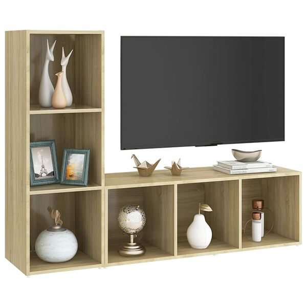 vidaXL TV-benker 2 stk sonoma eik 107x35x37 cm konstruert tre