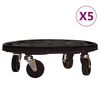 vidaXL Plantetralle med hjul 5 stk diameter 40 cm svart 275 kg