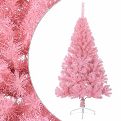 vidaXL Kunstig juletre halvt med stativ rosa 150 cm PVC