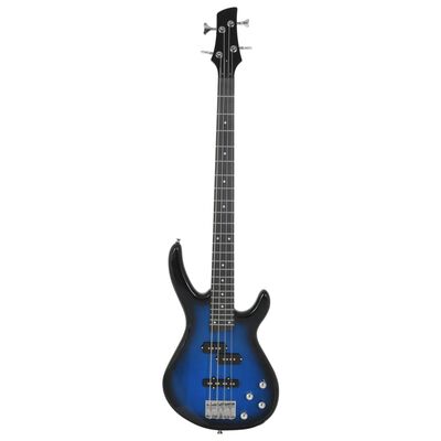 vidaXL Elektrisk bassgitar for nybegynnere med veske blå svart 4/4 46"