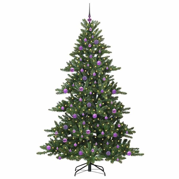 vidaXL Kunstig sammensatt juletre med 300 LED gr&oslash;nn 210 cm PVC og st&aring;l