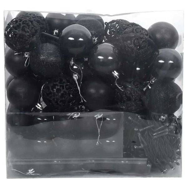 vidaXL Julekule Sett med 300 LED 120 pcs Svart Plast