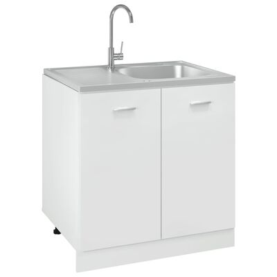 vidaXL Kjøkkenvask med avløpssett sølv 800x600x155 mm rustfritt stål