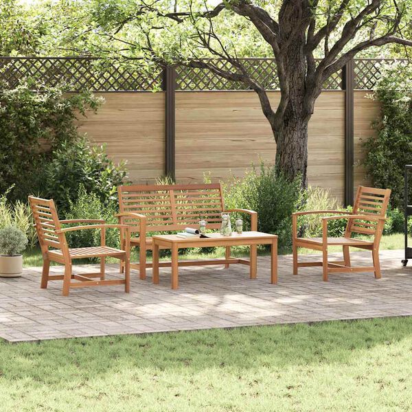 vidaXL Hagesofa Set Naturlig Heltre teak