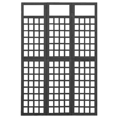 vidaXL Romdeler/espalier 3 paneler heltre gran svart 121x180 cm