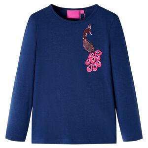 T-skjorte for barn med lange ermer marinebl&aring; 104