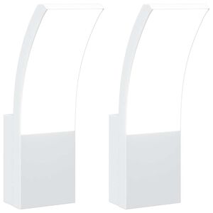 vidaXL Veggmonterte LED-utelamper 2 stk hvit st&oslash;pt aluminium