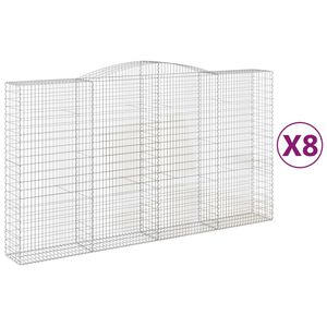 vidaXL Gabionkurver buede 8 stk 400x50x220/240 cm galvanisert jern