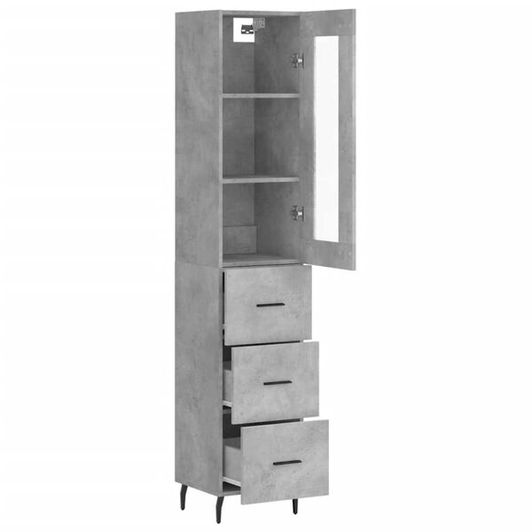 vidaXL Highboard betonggr&aring; 34,5x34x180 cm konstruert tre