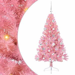 vidaXL Kunstig Forh&aring;ndsopplyst Juletre med 150 LED Rosa 150 cm PVC