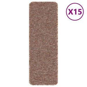 vidaXL Anti-skli Trapematter 15 stk. 60 x 25 cm Brun PP Rektangul&aelig;r