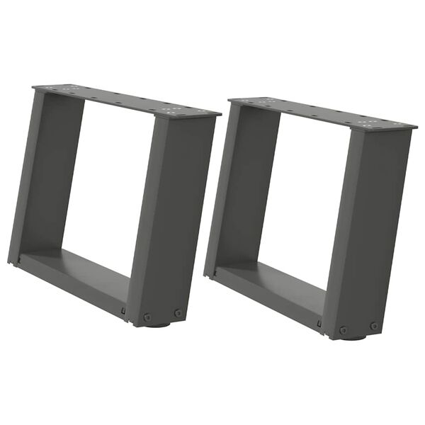 vidaXL Salongbordben U-formet 2 stk antrasitt 40x(30-31) cm st&aring;l