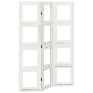 vidaXL Romdeler 3 paneler hvit heltre keisertre