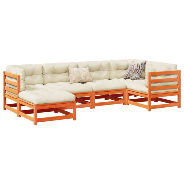 vidaXL Hagesofasett 6 deler voksbrun heltre furu