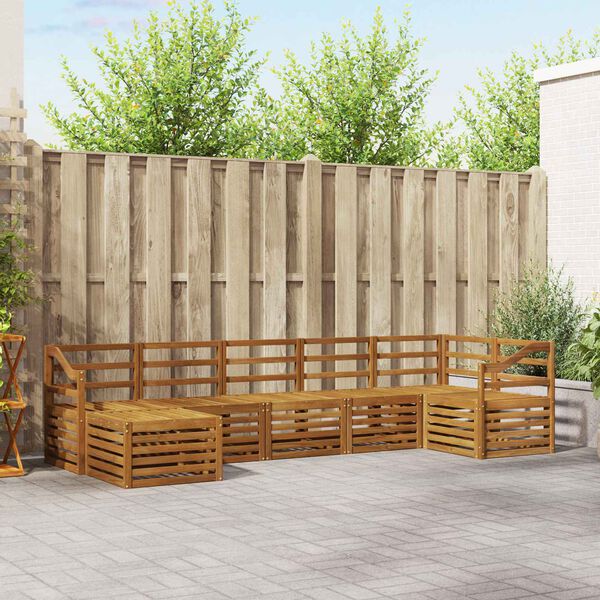 vidaXL Sofasett 7 pcs Naturlig Solid akasietre