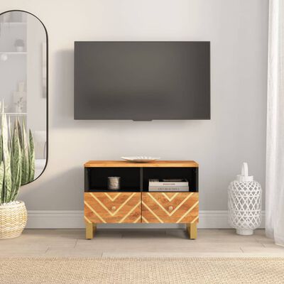 vidaXL TV-benk brun og svart 70x33,5x46 cm heltre mango