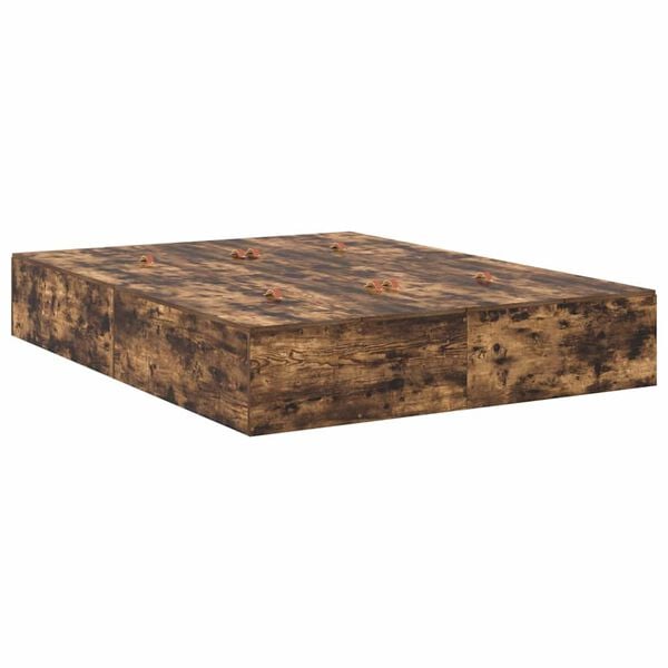 vidaXL Seng med lagring med skuff Røkt eik 150 cm Konstruert tre