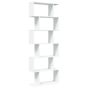 vidaXL Romdeler bokhylle 6 etasjer hvit 70x24x193 cm konstruert tre