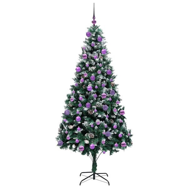 vidaXL Kunstig juletre med 300 LED grønn 210 cm PVC og Stål og Plast