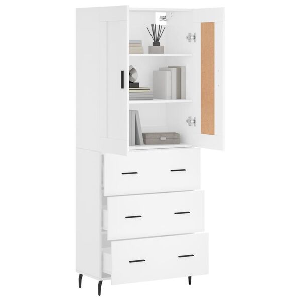 vidaXL Highboard hvit 69,5x34x180 cm konstruert tre