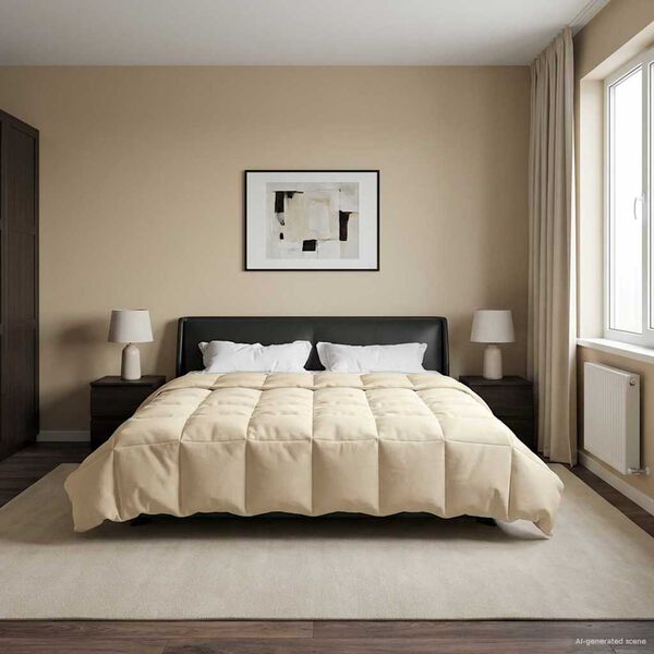 vidaXL Full &aring;r dyne Quilted Krem 200 x 200 cm Mikrofiber