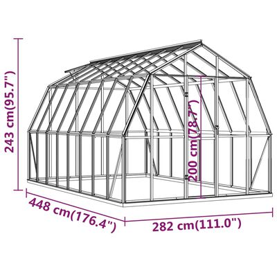 vidaXL Drivhus med bunnramme antrasitt 12,63 m² aluminium