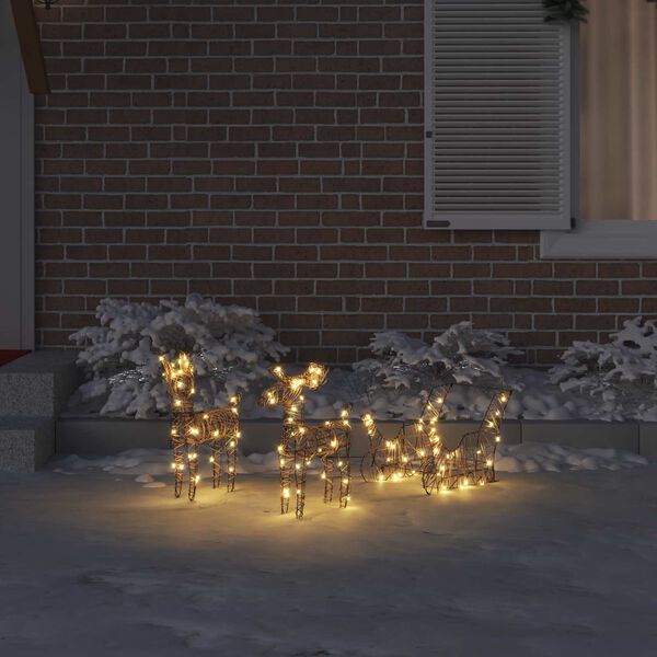 vidaXL Reinsdyr Trekke Slede Varmhvit 53 x 28 x 33 cm Rotting