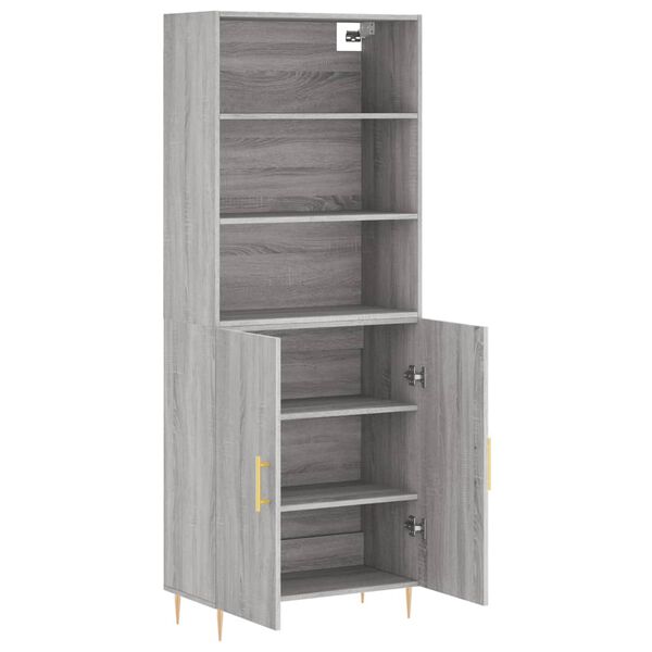 vidaXL Highboard gr&aring; sonoma 69,5x34x180 cm konstruert tre