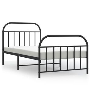 vidaXL Sengeramme i metall med hode- og fotgavl svart 107x203 cm