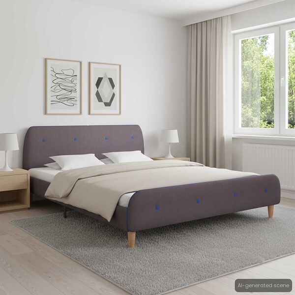 vidaXL Sengeramme uten Madrass Taupe Stoff 150x200 cm