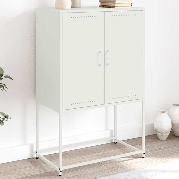 vidaXL Highboard hvit 68,5x38,5x107 cm st&aring;l